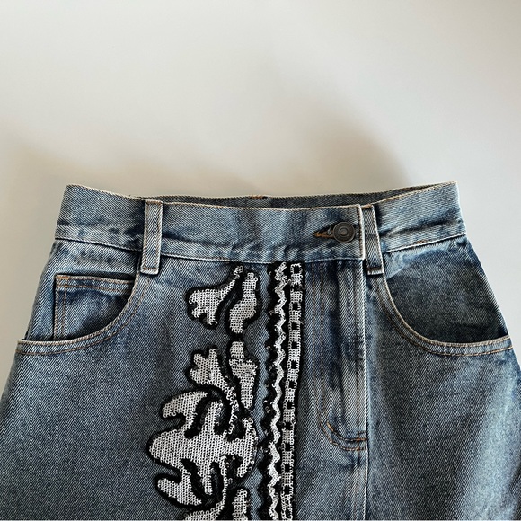 Anthropologie Dhruv Kapoor Sequin Denim Maxi Skirt - Picture 7 of 15